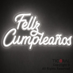 CARTEL NEON LED FELIZ CUMPLEA�OS BLANCO USB