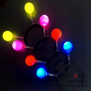 VINCHA PELOTAS LUMINOSA CON RESORTE COLORES SURTIDOS X 1