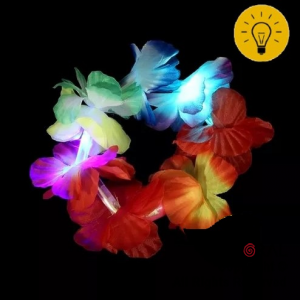 Pulsera hawaiana floreado luminoso multicolor x 24