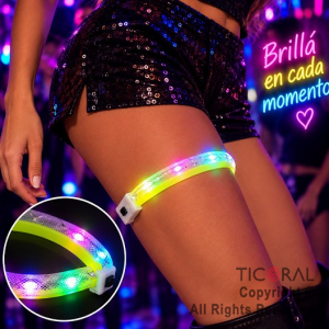 VINCHA LUMINOSA FLUO MULTIUSO MULTICOLOR X 6 UNIDADES