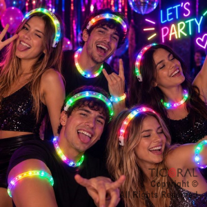 VINCHA LUMINOSA FLUO MULTIUSO MULTICOLOR X 6 UNIDADES