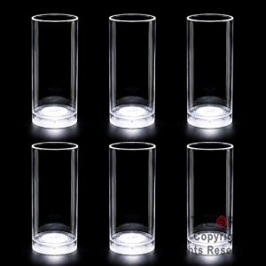 VASO TRAGO LARGO LUMINOSO CON BASE LUZ BLANCA X 6