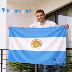 BANDERA TELA ARGENTINA CON SOL 90 X 140 CM