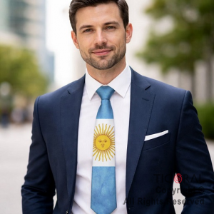 CORBATA DE TELA ARGENTINA CON SOL