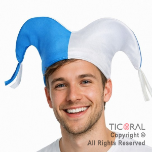 SOMBRERO BUFON DOS PUNTAS CON FLECOS ARGENTINA JERSEY x 1
