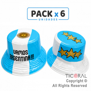 SOMBRERO PLASTICO PILUSO ARGENTINA x 6 UNIDADES