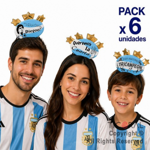 VINCHA ARGENTINA FRASES SURTIDAS (PACK X 6 UNIDADES)