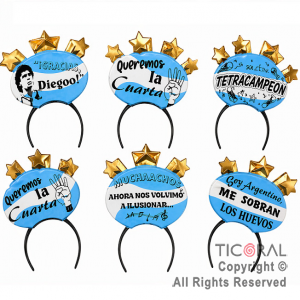 VINCHA ARGENTINA FRASES SURTIDAS (PACK X 6 UNIDADES)