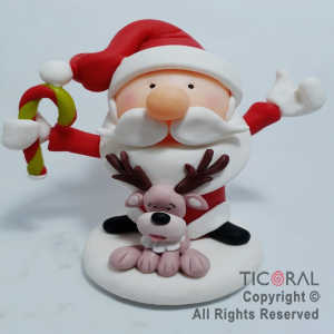 ADORNO PAPA NOEL CON RENO A PORCELANA FRIA x 1