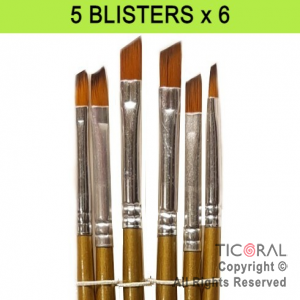 PINCEL PUNTA CHATA ANGULAR X 6 DIFERENTES TAMA�OS CHICO LINEA PRO ARTISTICA X 5 BLISTERS