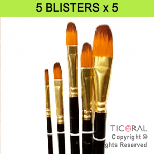 PINCEL PUNTA CHATA X 5 DIFERENTES TAMA�OS GRANDE LINEA PRO ARTISTICA X 5 BLISTERS
