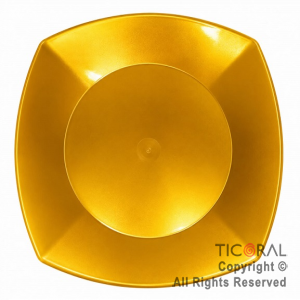 PLATO CUADRADO COMIDA CUADRADO 22CM PP ORO x 10