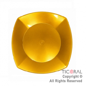 PLATO CUADRADO POSTRE 17CM ORO PP x 10