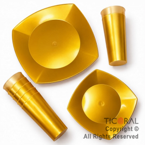 PLATO CUADRADO POSTRE 17CM ORO PP x 10