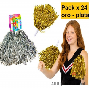 PORRA PREMIUM METAL PLATA Y ORO x 24