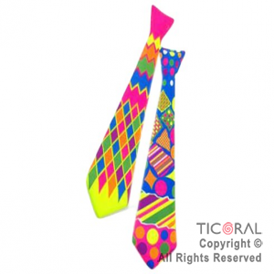 CORBATA PAYASO FLUO PLASTICO DIFERENTES DISE�OS x 6