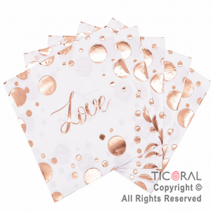 SERVILLETA DE PAPEL LOVE ROSA GOLD 25 x 25 CM x 12 UNIDADES