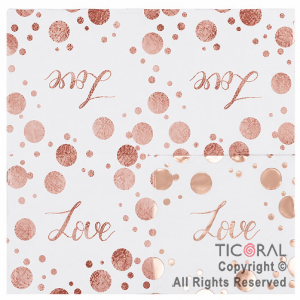 SERVILLETA DE PAPEL LOVE ROSA GOLD 25 x 25 CM x 12 UNIDADES