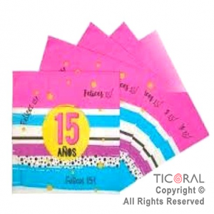 SERVILLETA MIS QUINCE 33X33 x 20 UNIDADES