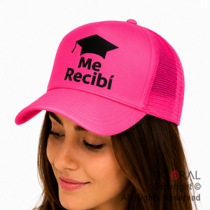 SOMBRERO GORRA IMPRESO ME RECIBI FLUO ROSA CAP x 1