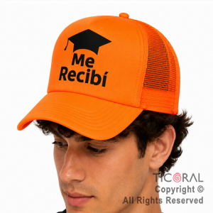 SOMBRERO GORRA IMPRESO ME RECIBI FLUO NARANJA CAP x 1