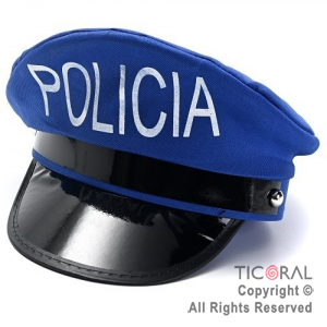 Sombrero de policia azul x 1