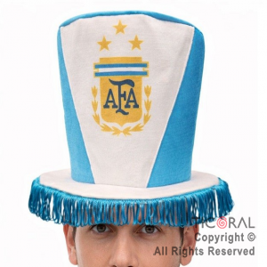 SOMBRERO GALERA FUTBOL 20 CM ARGENTINA ESCUDO CON FLECOS