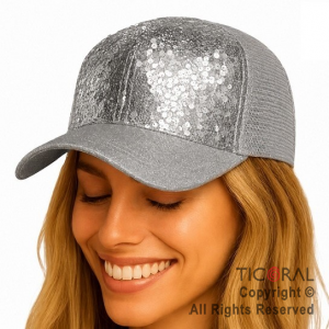 SOMBRERO GORRA TRUCKER FRENTE LENTEJUELAS PLATA CAP