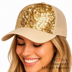 SOMBRERO GORRA TRUCKER FRENTE LENTEJUELAS ORO CAP