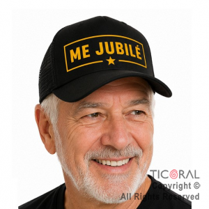 SOMBRERO GORRA IMPRESO ME JUBILE NEGRO Y DORADO CAP x 1