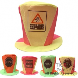 SOMBRERO GALERA CON FRASES SURTIDAS FLUO 20 CM x 5
