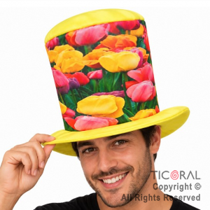 SOMBRERO GALERA FLORES TULIPANES DE COLORES