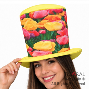 SOMBRERO GALERA FLORES TULIPANES DE COLORES