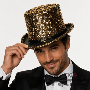 SOMBRERO GALERA LENTEJUELAS ORO x 1
