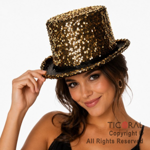 SOMBRERO GALERA LENTEJUELAS ORO x 1