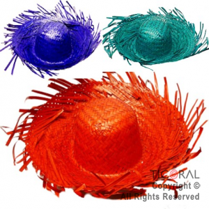 SOMBRERO CARIBE�O RAFIA FLECOS COLORES SURTIDOS x 1