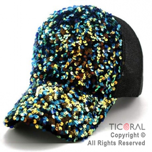 SOMBRERO VISERA TRUCKER LENTEJUELAS TORNASOLADO PLUSH NEGRO CAP x 1