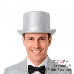 SOMBRERO GALERA GLITTER PLATA x 1