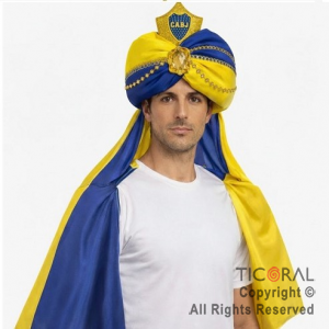 TURBANTE CON BANDERA DE BOCA JUNIOR PREMIUM