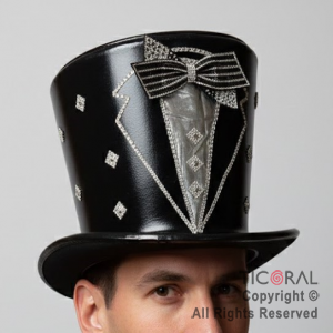 SOMBRERO GALERA LUJO NOVIO NEGRO x 1