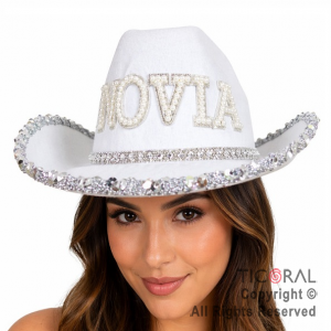 SOMBRERO COWBOY PREMIUM NOVIA DECO BLANCO x 1