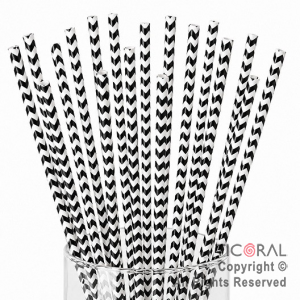 SORBETE POLIPAPEL IMPRESO ZIG ZAG BLANCO Y NEGRO X 25