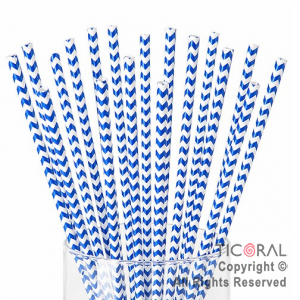 SORBETE POLIPAPEL METALIZADO IMPRESO ZIG ZAG BLANCO Y AZUL X 25