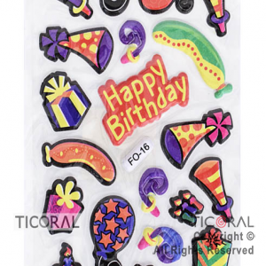 STICKER FIESTA CUMPLEA�OS COLOR (26X9CM) HS5656-3 x 12