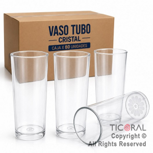 VASO TUBO CRISTAL CAJA X 80 UNIDADES
