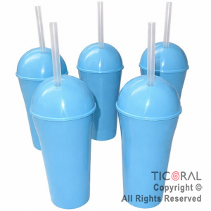 VASO DOMO CELESTE CON SORBETE 400 ML x 5