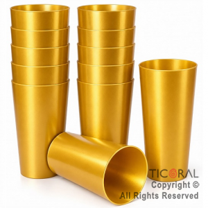 VASO TRAGO LARGO PP KV ORO 280CC (4 pack x 10 unid)