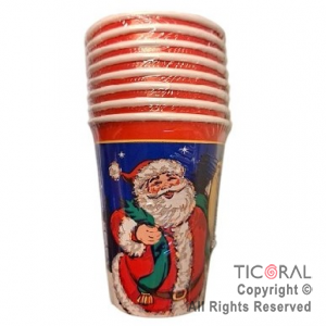VASO POLIPAPEL 240CC PAPA NOEL X 8