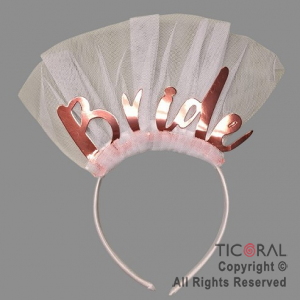 VINCHA BRIDE GOLD CON VELO ORO O ROSA GOLD X 1