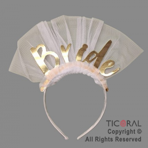 VINCHA BRIDE GOLD CON VELO ORO X 1